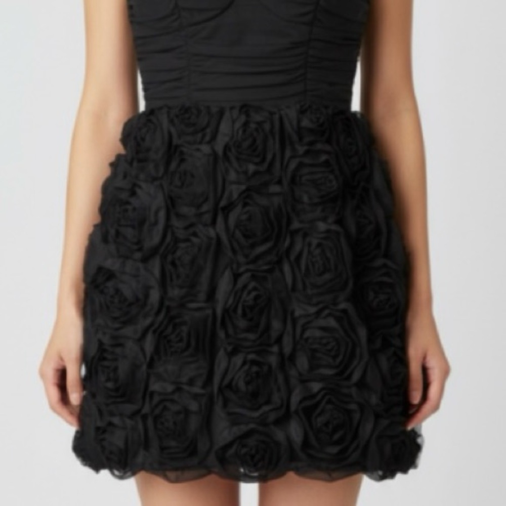 2b Bebe Black Strapless Floral Party Mini Dress Size Small - Picture 9 of 13